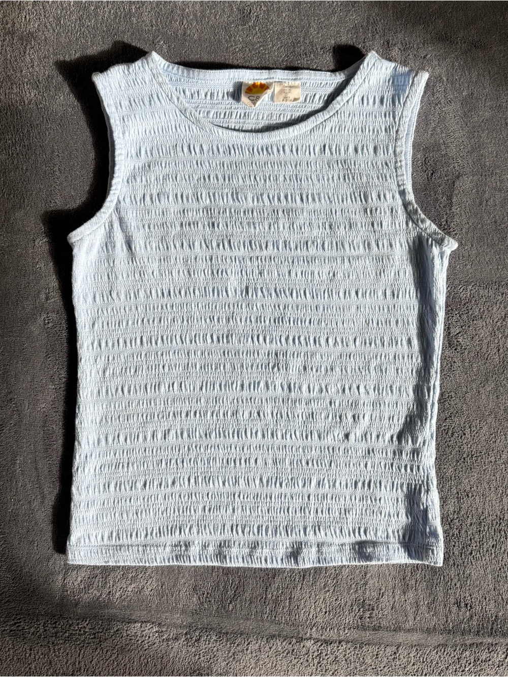 C&C California Light Blue Textured Tank Top